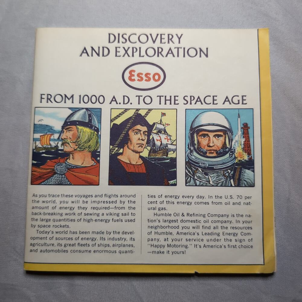 Vintage 1960's Esso Discovery and Exploration Map 1000 AD to The Space Age